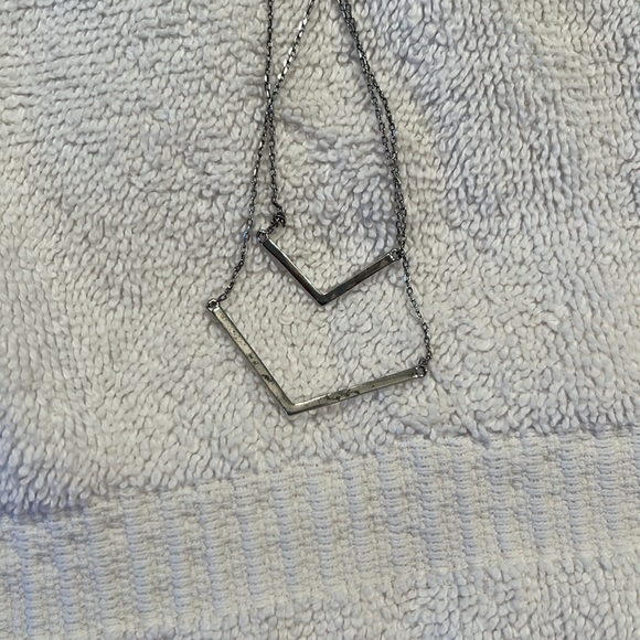 Silver Double Chain Long Necklace - Picture 6 of 6